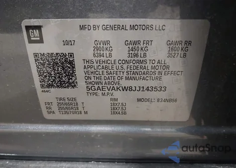2018 Buick Enclave Essence from USA, damaged, VIN 5GAEVAKW8JJ143533